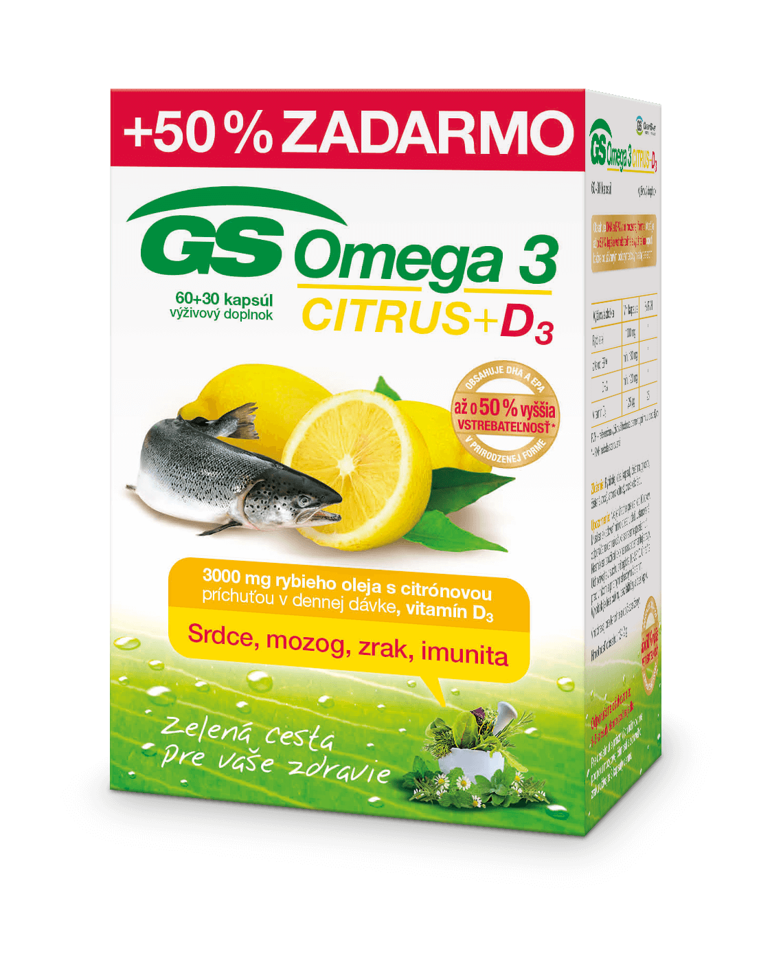 Obrázok GS Omega 3 CITRUS + D3 cps 60+30 (50% zadarmo) (90 ks)