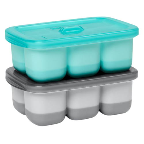 Obrázok SKIP HOP - Nádobky na uskladnenie jedla s flexibilným dnom Easy Fill Grey,Teal 12 porcií x 60ml