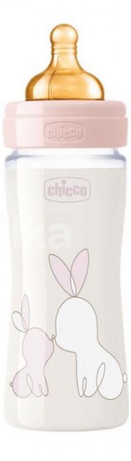 Obrázok Fľaša dojčenská sklo Chicco Original Touch latex, 240ml - dievča