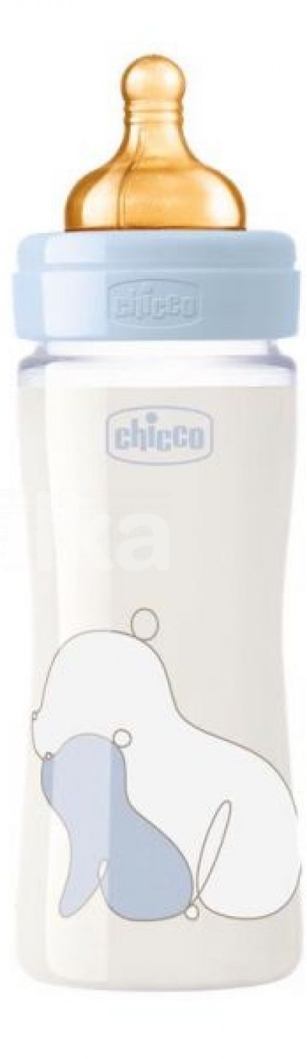 Obrázok Fľaša dojčenská sklo Chicco Original Touch latex, 240ml - chlapec