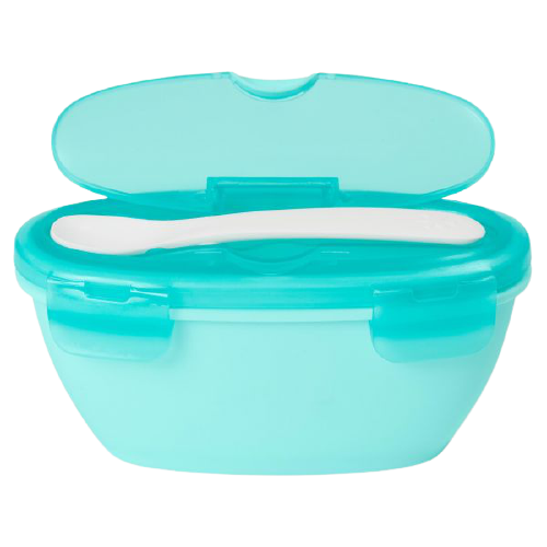 Obrázok SKIP HOP - Miska s lyžičkou v ochrannom púzdre Easy Serve Teal 240ml, 3m+