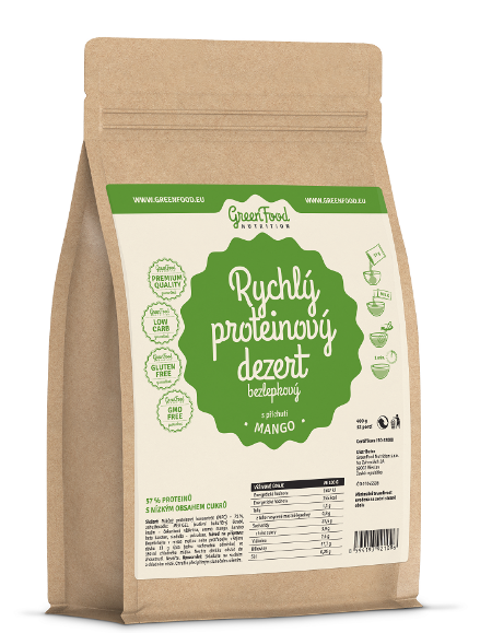 Obrázok GreenFood Rýchly proteínový dezert bezlepkový 400g Mango