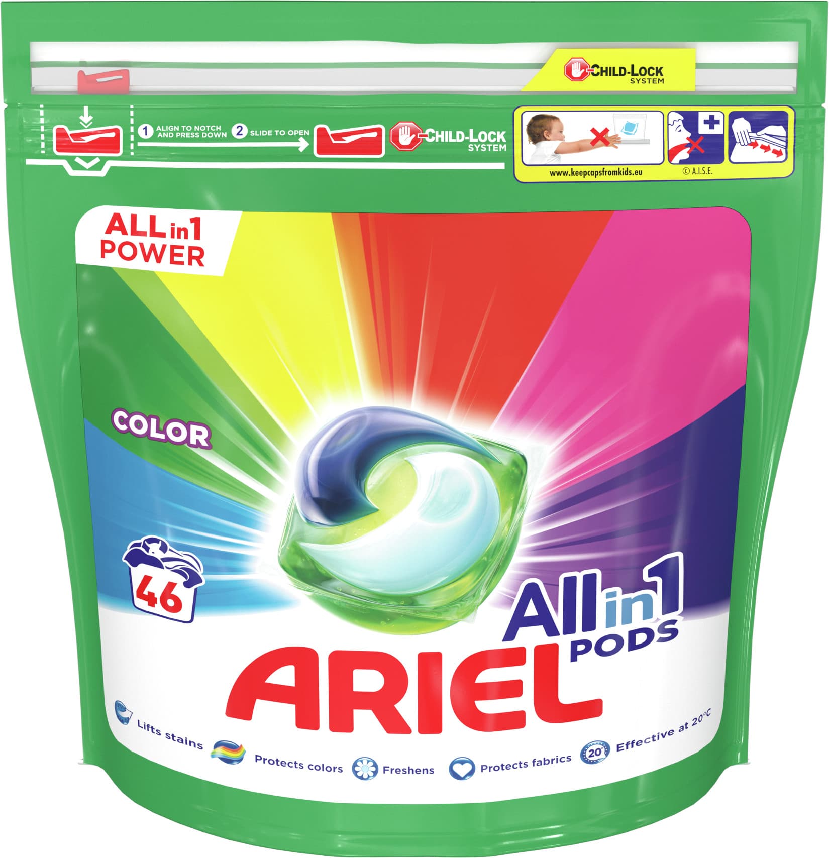 Obrázok Ariel All In 1 Pods Color gélové kapsule na pranie 46 ks