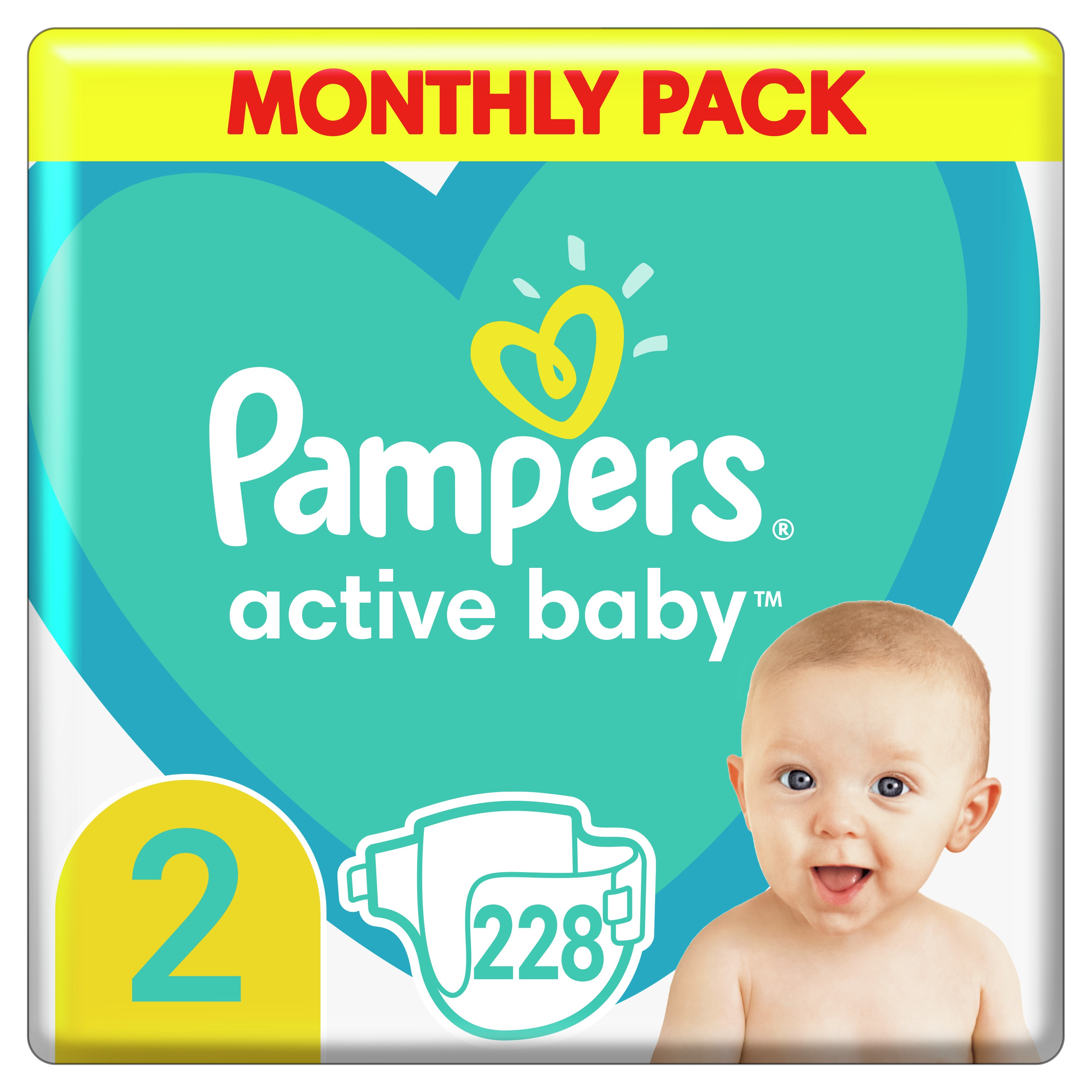 Obrázok PAMPERS Active Baby veľ. 2 (228 ks), 4 – 8 kg (8006540181102)