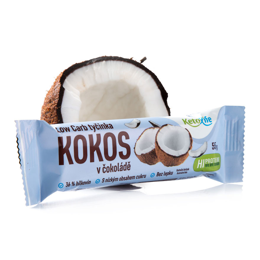 Obrázok KetoLife Low Carb tyčinka - Kokos v čokoláde (8594181011365)