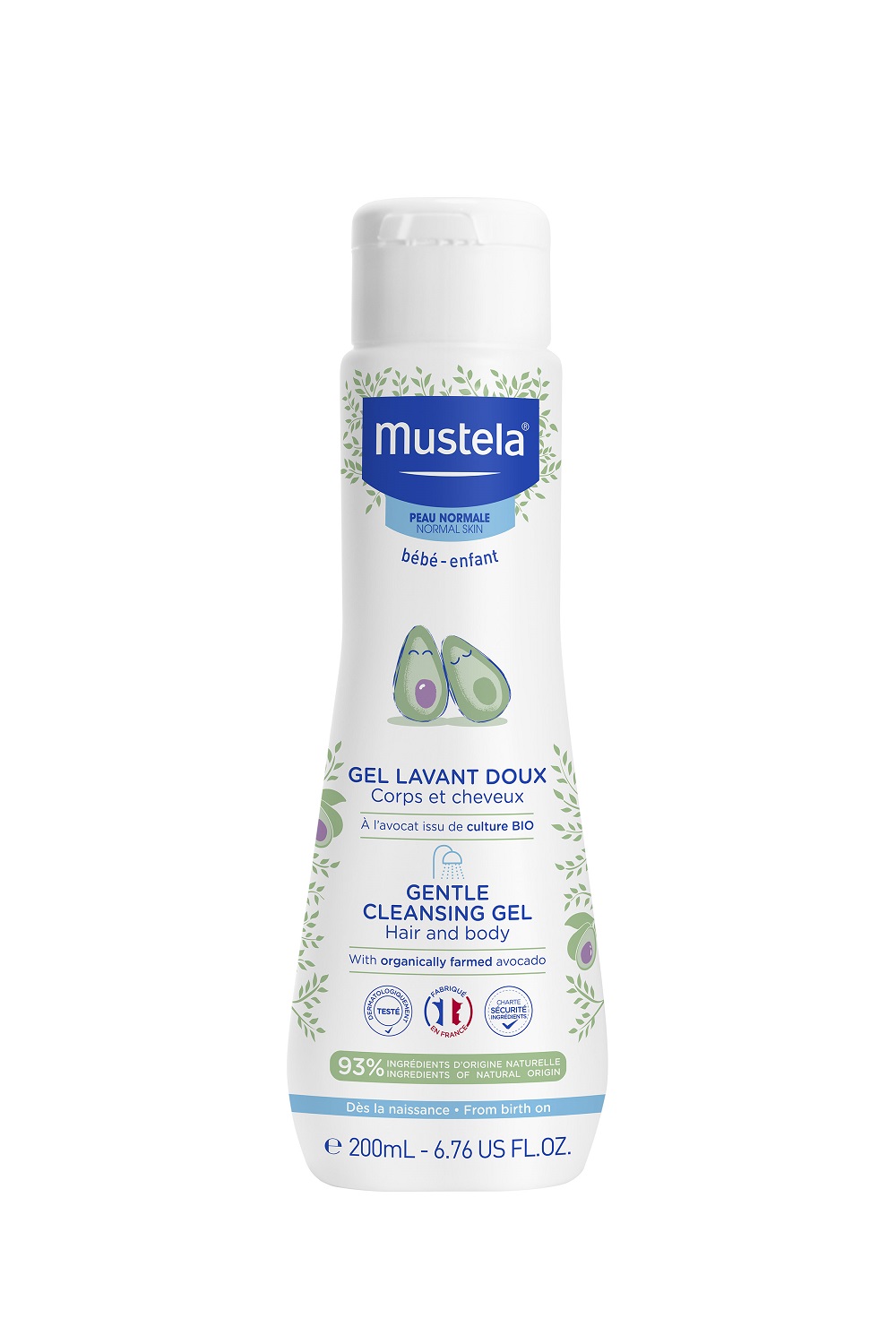 Obrázok Mustela Bébé Gentle Cleansing Gel Hair and Body 200 ml jemný umívací gél na telo a vlasy pre deti od narodenia pre deti