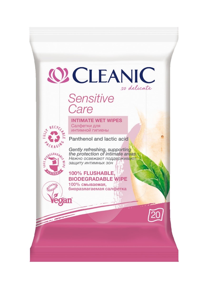 Obrázok Cleanic Sensitive Care 20 ks intímne vlhčené utierky pre citlivú pokožku pre ženy