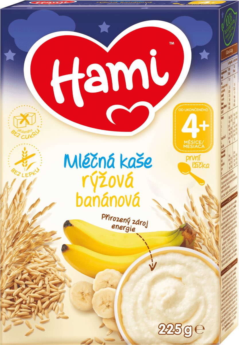 Obrázok Hami mliečna kaša ryžová banánová DN 225g mliečna kaša 225g