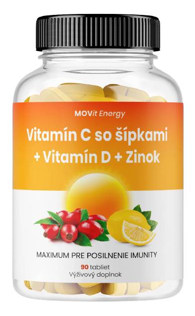 Obrázok MOVit Vitamín C 1200 mg so šípkami + Vitamín D + Zinok PREMIUM 90 tabliet