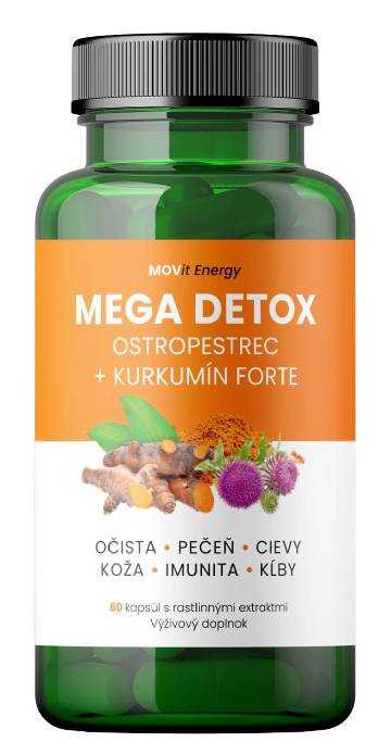 Obrázok MOVit Mega Detox Ostropestrec + Kurkumín FORTE 60 kapsúl