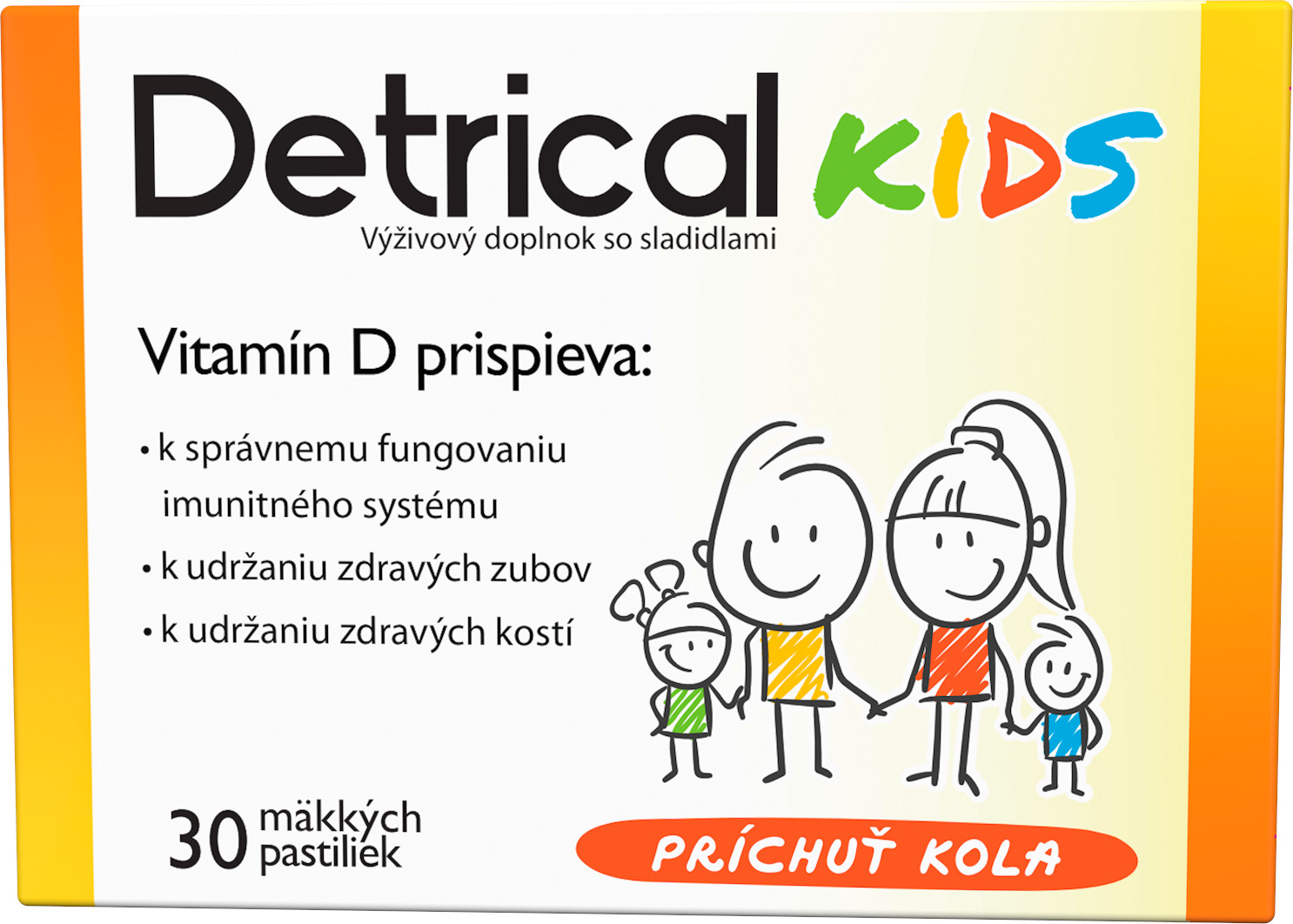 Obrázok Detrical Kids Vitamín D s príchuťou kola pastilky 1x30 ks