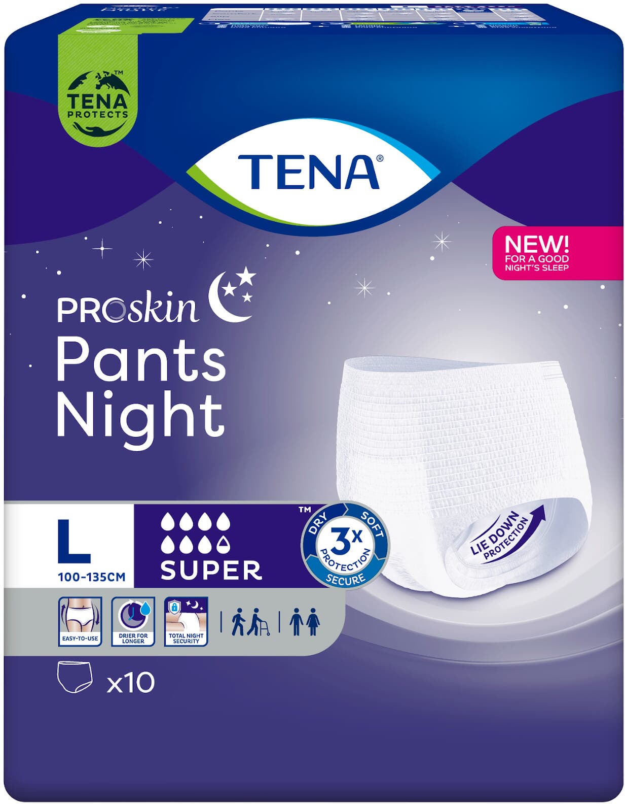 Obrázok TENA Pants Night Super L naťahovacie inkontinenčné nohavičky na noc 1x10 ks