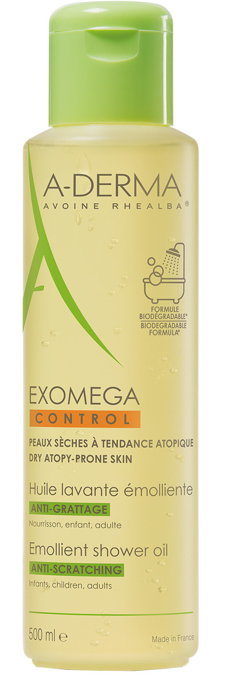 Obrázok A-DERMA EXOMEGA CONTROL HUILE LAVANTE ÉMOLLIENTE zvláčňujúci sprchovací olej 1x500 ml