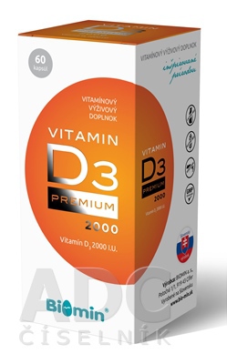 Obrázok Biomin VITAMIN D3 PREMIUM 2000 I.U. cps 1x60 ks