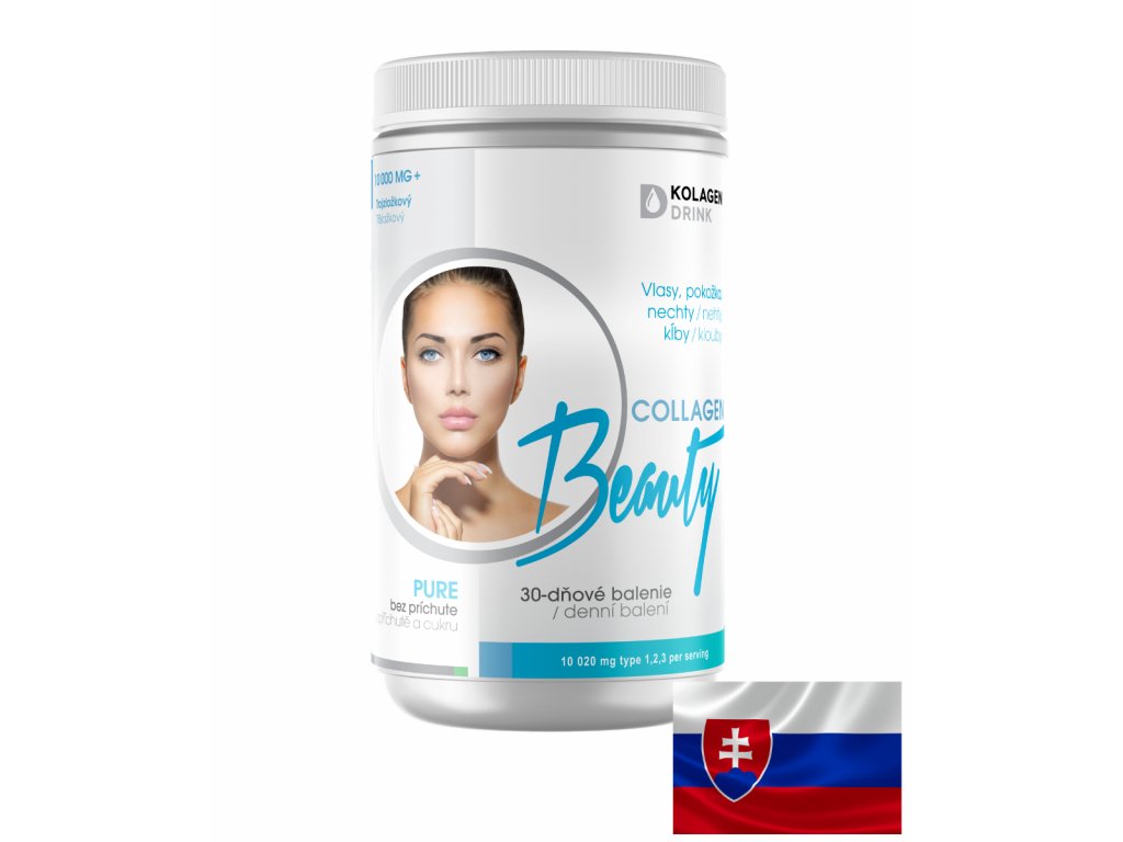 Obrázok KolagenDrink Collagen Beauty PURE trojzložkový hydrolyzovaný rybí kolagén typu 1, 2 & 3 1×307 g, 30 dávok v balení