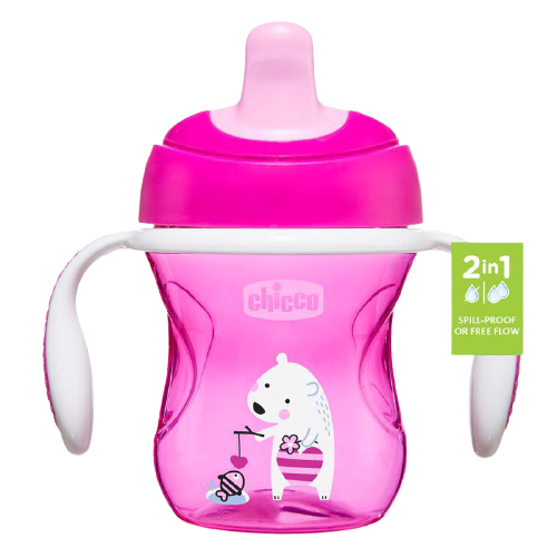 Obrázok Hrnček Chicco Trénujeme s držadlami 200 ml, ružový 6m+