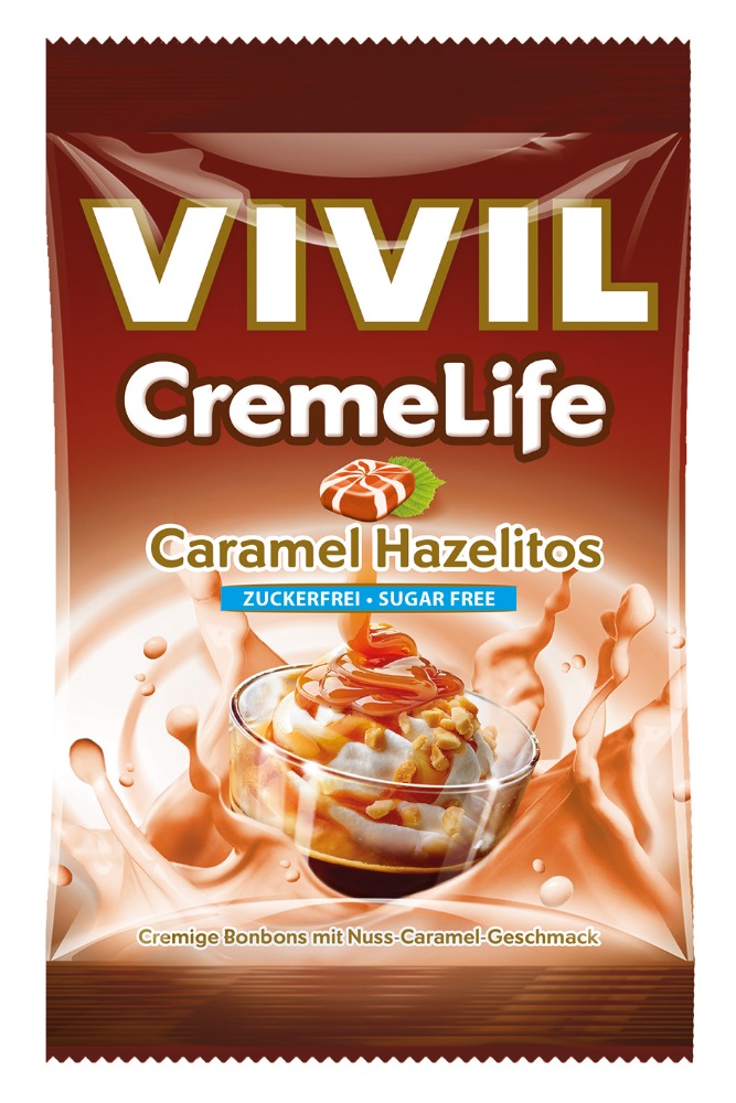 Obrázok VIVIL BONBONS CREME LIFE CLASSIC drops s orieškovo-karamelovou príchuťou, bez cukru 110 g