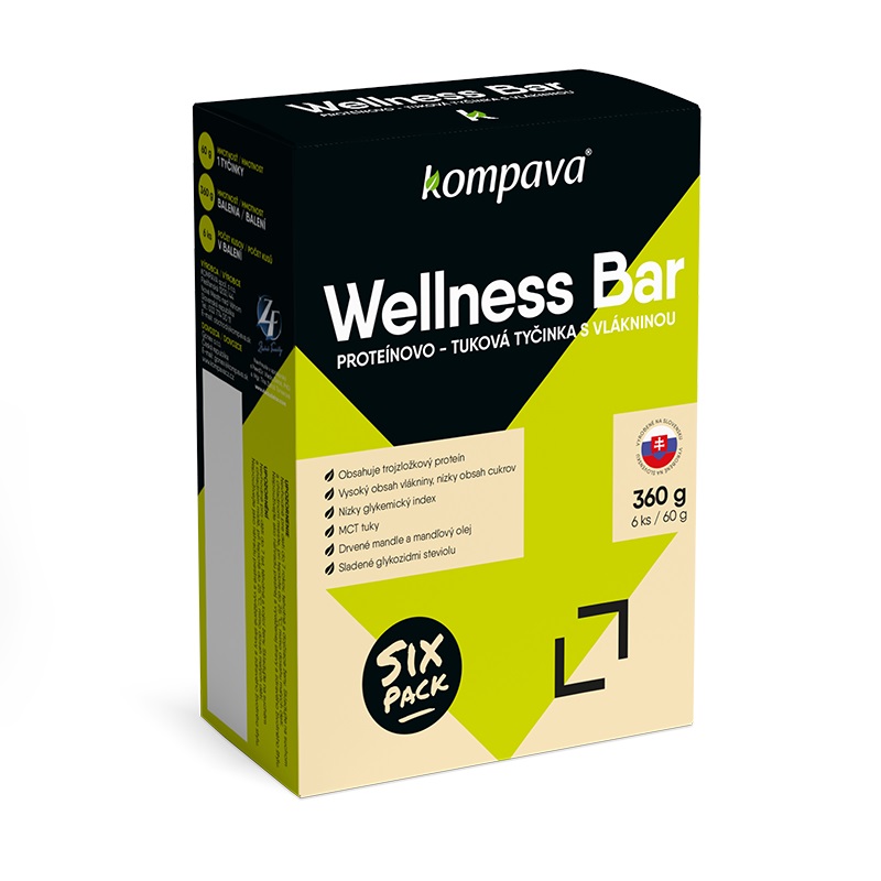 Obrázok Kompava Wellness Bar Sixpack, 6x60 g, vanilka-mandľa (8586011215517)