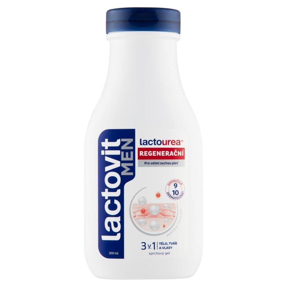 Obrázok LACTOVIT Men Lactourea1° Regeneračný 3 v 1 sprchovací gél 300 ml (8411135005297)