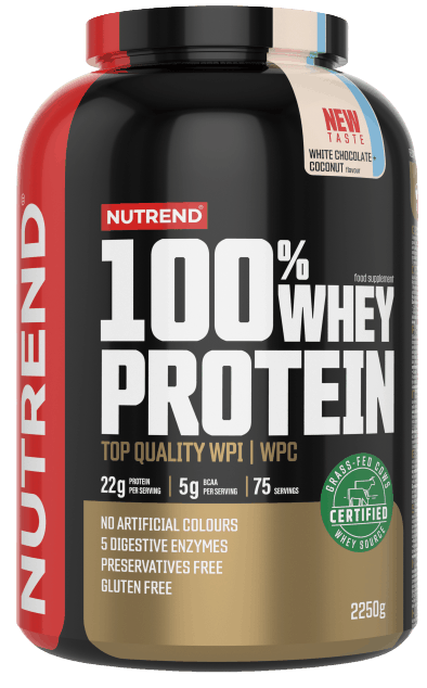 Obrázok Nutrend 100 % Whey Protein, 2 250 g, biela čokoláda + kokos (VS-032-2250-BČKO)