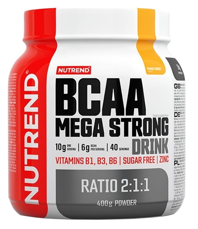 Obrázok Nutrend BCAA Mega Strong Drink (2:1:1), 400 g, mango (VS-106-400-MN)