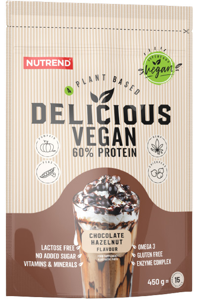 Obrázok Nutrend Delicious Vegan Protein 450g čokoláda+lieskový orech