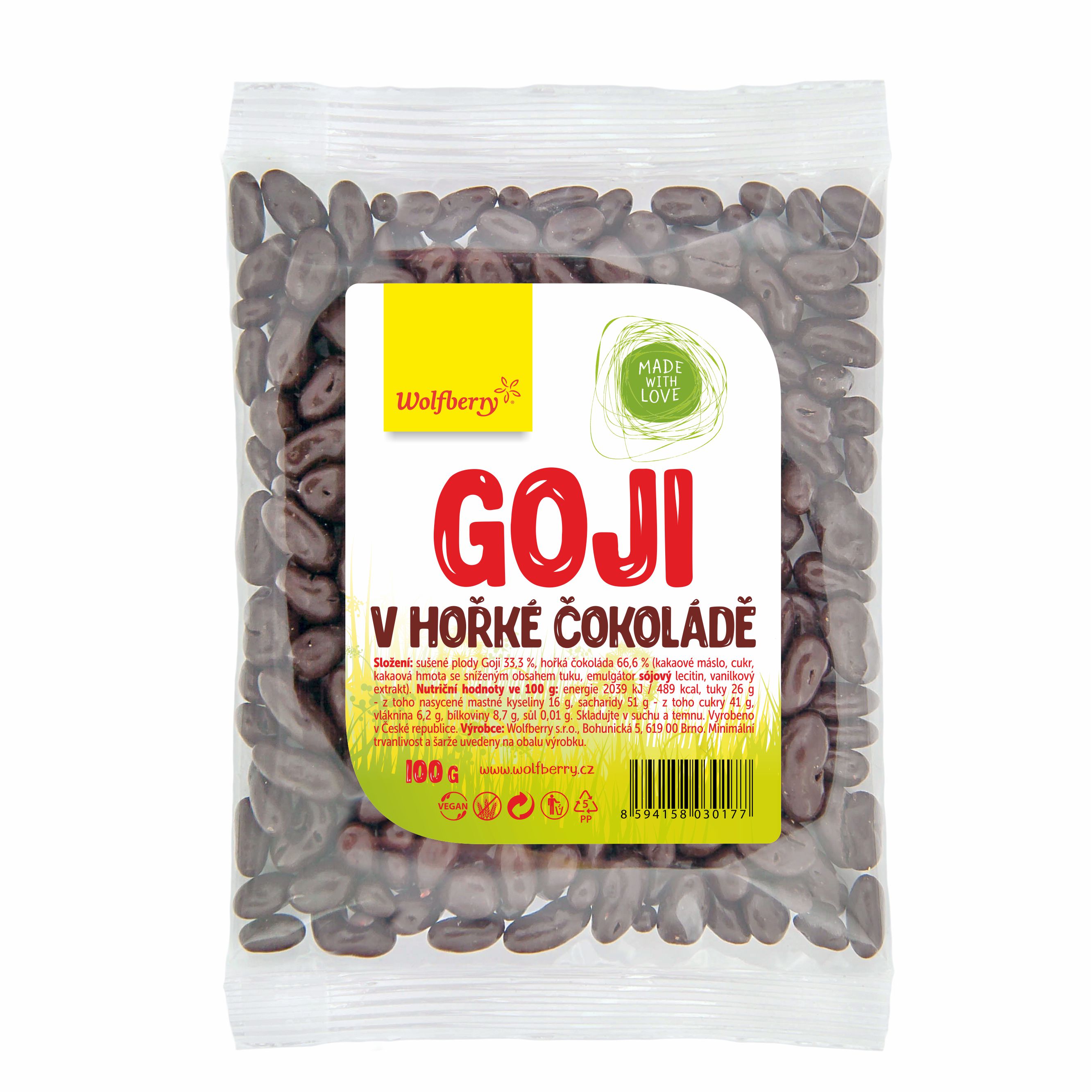 Obrázok WOLFBERRY Goji Kustovnica čínska v horkej čokoláde 100 g