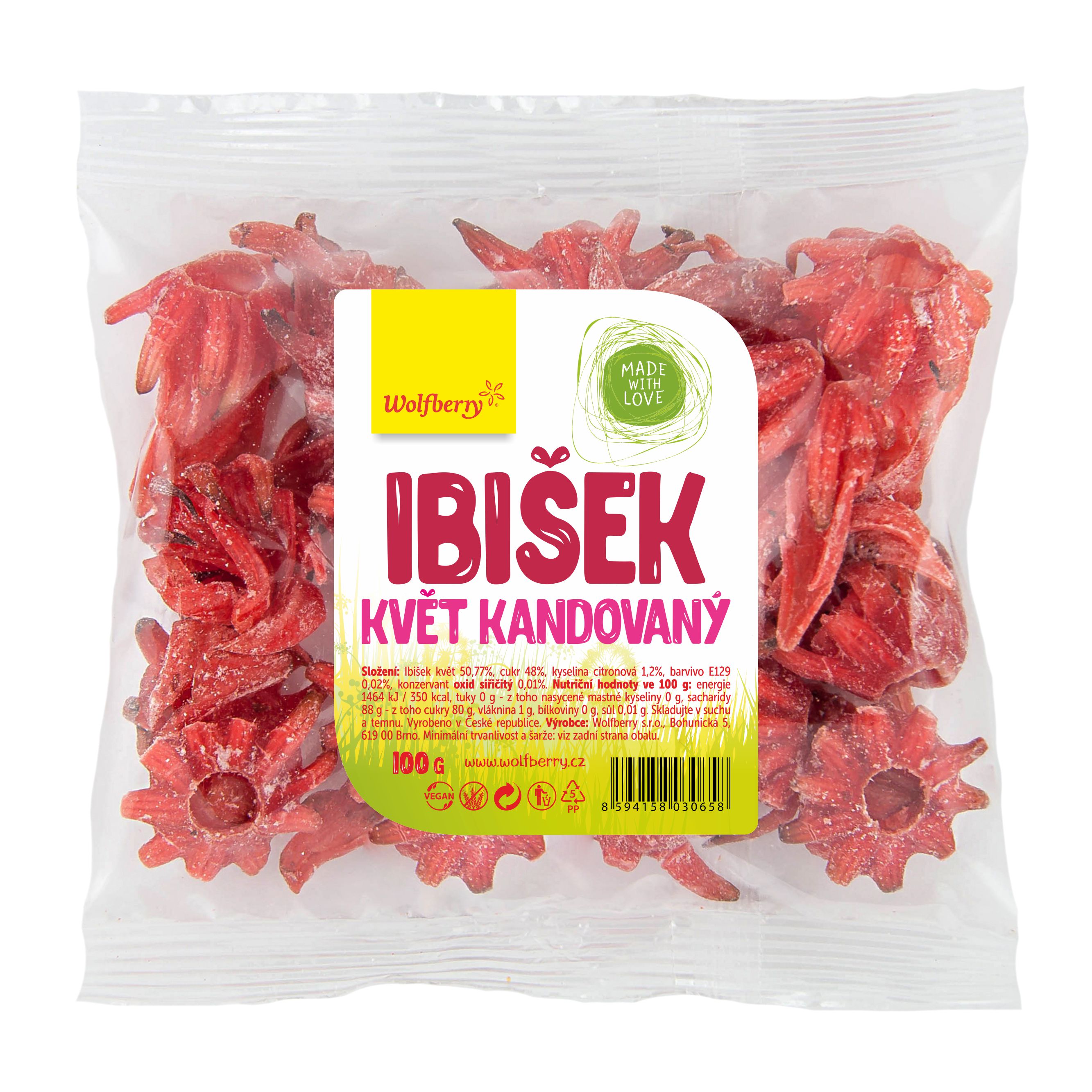 Obrázok WOLFBERRY Kvet ibišteka kandizované plátky 100 g