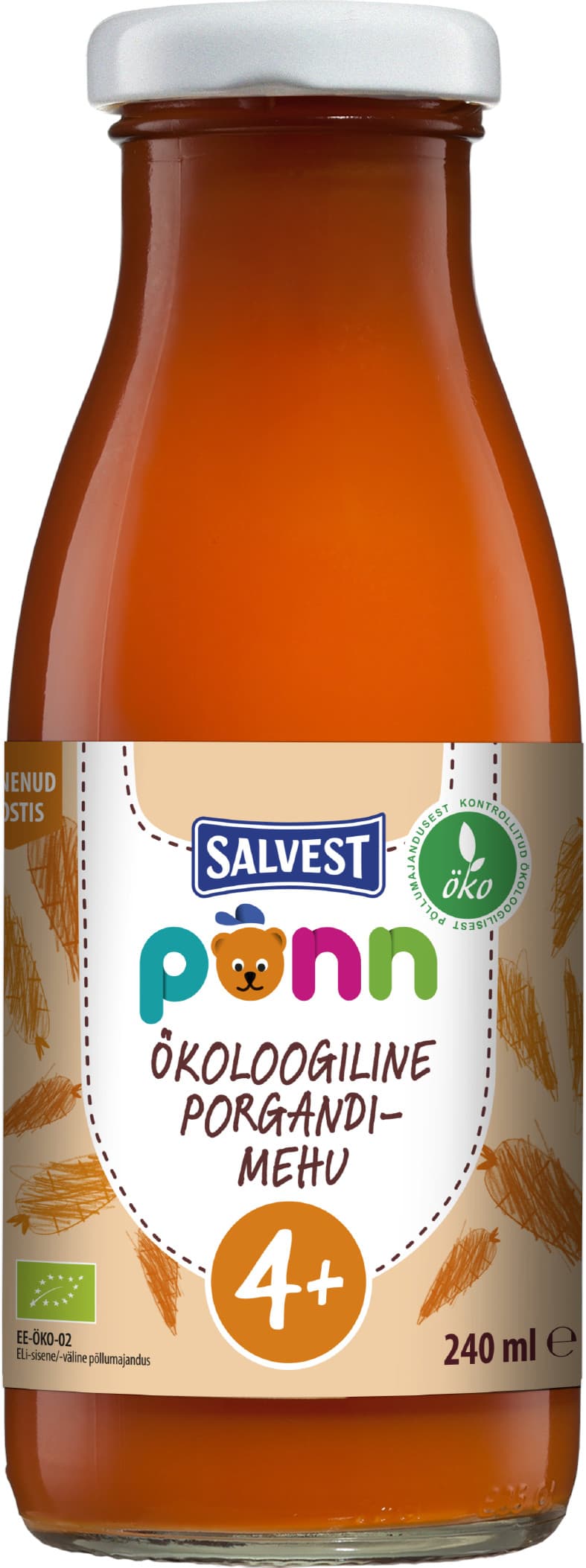 Obrázok SALVEST Põnn BIO Šťava mrkvová s dužinou 240 ml