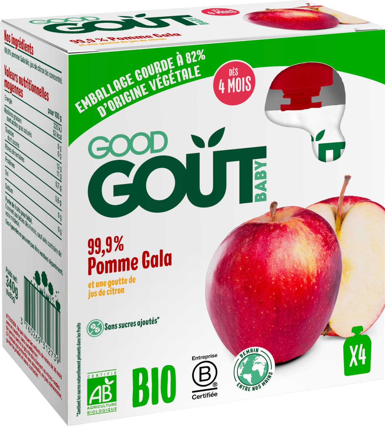 Obrázok 4x GOOD GOUT BIO Jablko 85 g