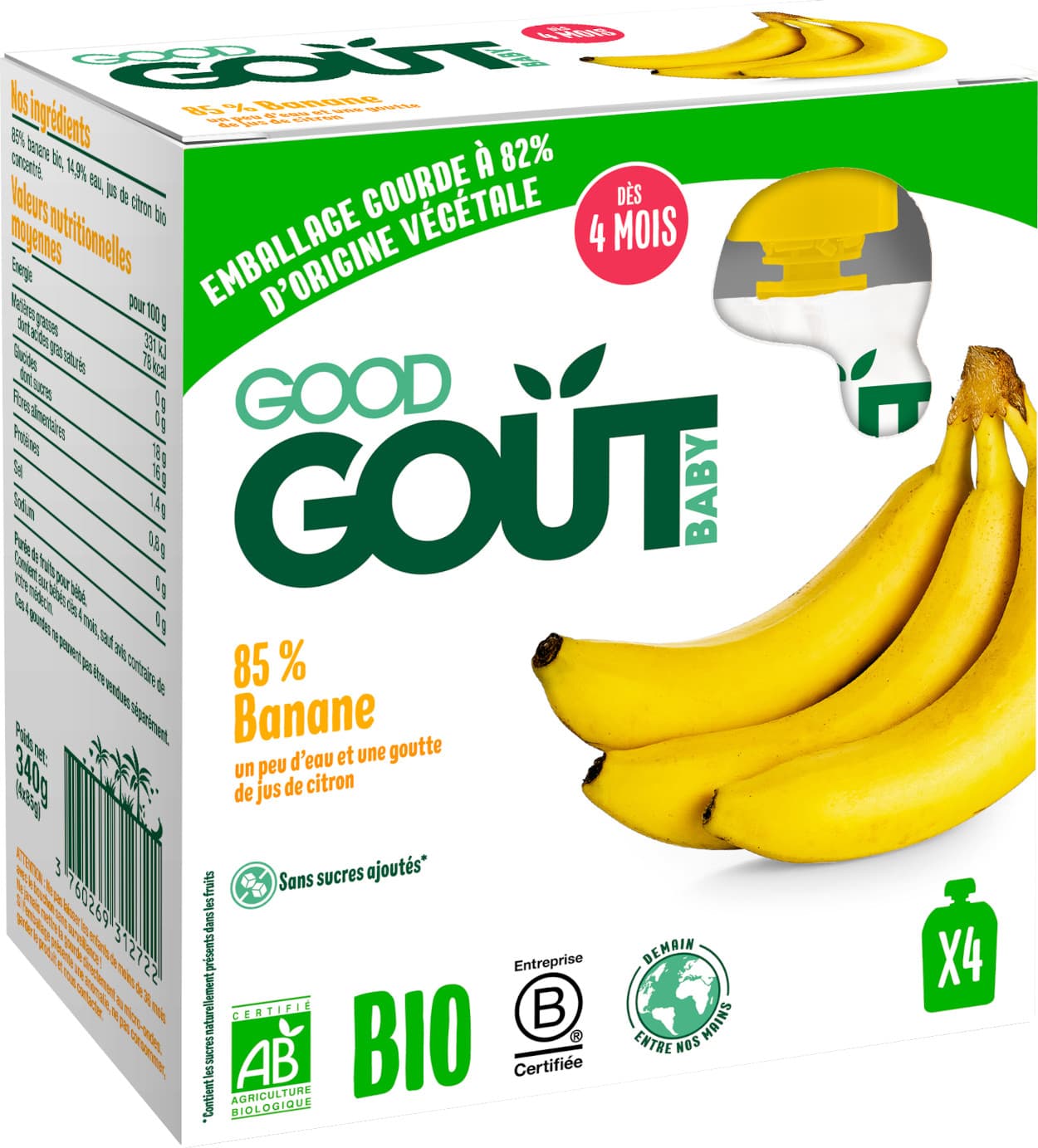 Obrázok 4x GOOD GOUT BIO Banán 85 g