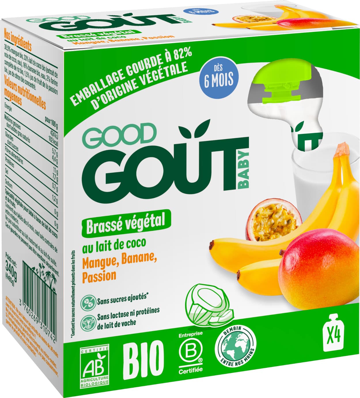 Obrázok Good Gout BIO Kokosový dezert s exotickým ovocím (4× 85 g) (3760269310742)