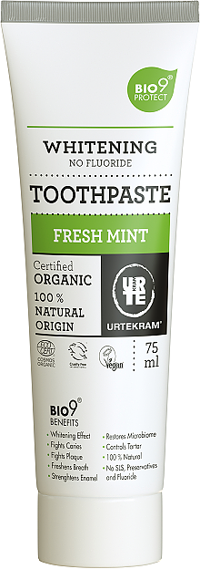 Obrázok Urtekram Fresh Mint bieliaca zubná pasta bez fluóru 75 ml