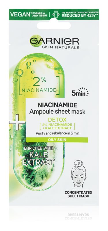 Obrázok GARNIER Skin Naturals Ampoule Sheet Mask Niacinamide and Kale Extract 15 g (3600542387149)