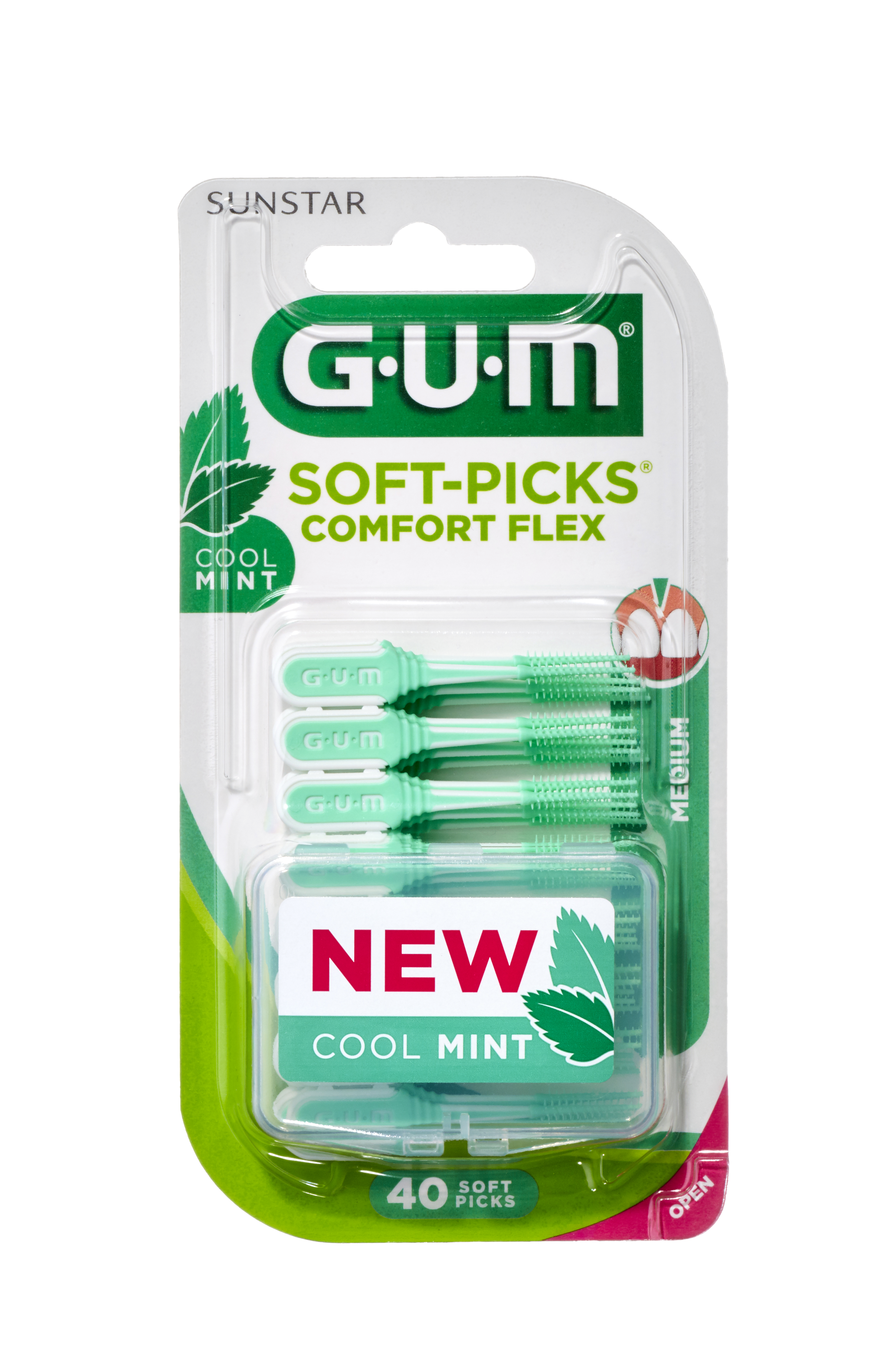 Obrázok GUM Soft-Picks Regular Comfort Flex Mint, ISO 1, 40 ks