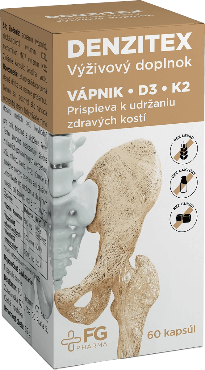 Obrázok DENZITEX 60 cps (vápnik+D3+K2) 1×60 cps