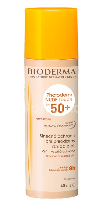 BIODERMA Photoderm NUDE Touch SPF50 + BALÍK tónovací fluid tmavý 40 ml + HUBKA NA MAKE-UP 1x1 set!