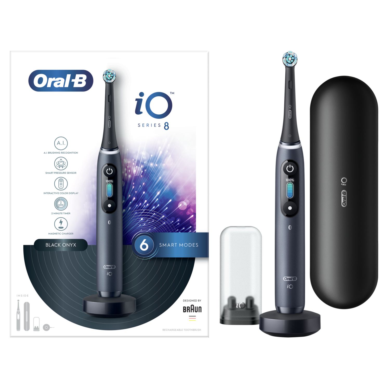 Obrázok Oral B iO Series 8 Black Elektrická Zubná Kefka 1×1 ks, elektrická zubná kefka